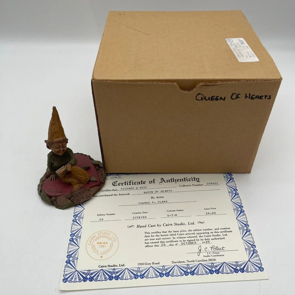 Tom Clark SIGNED Gnome Queen of Hearts 1984 #50 Cairn Studio COA Original Box